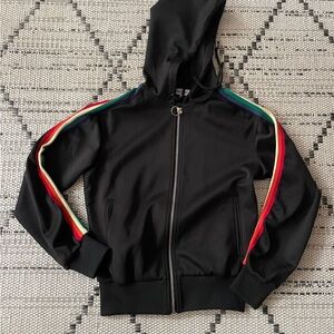Black Hoodie with Rainbow Stripes